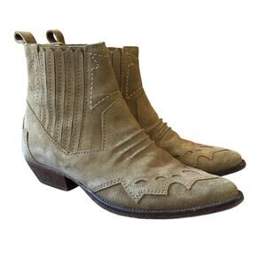 Roseanna Tucson Ankle Western Boots Womens 38 7.5-8 Tan Suede Concrete Cowboy
